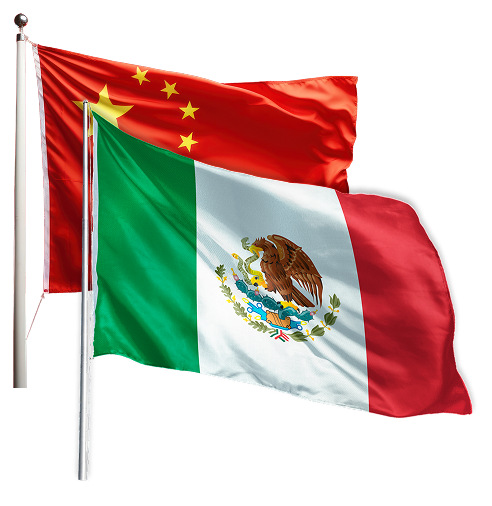 banderas de México y China